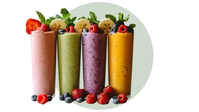Smoothies with real fruit and fresh yoghurt